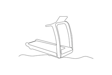 Simple hand-drawn treadmill line art drawing. Treadmill outline vector