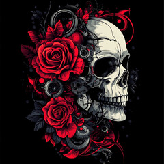 Skull and Rose Sleeve illustration