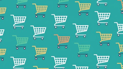 Background with shopping cart icons.
