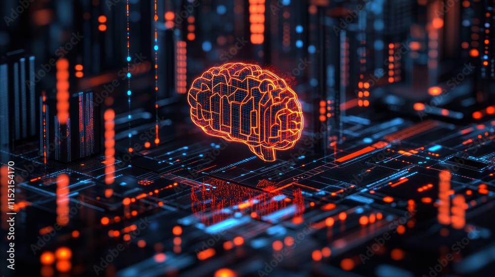 Canvas Prints abstract digital brain in a futuristic circuit board.