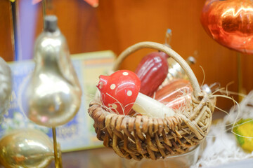 New Year's decoration. Garland light on the Christmas tree. New Year, New Year's background. Winter decorations..
