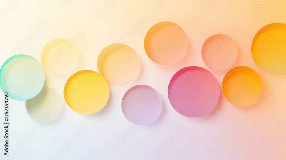 Poster colorful circular shapes on a soft gradient background create a vibrant and modern abstract design.