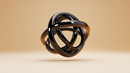 Abstract Black Knot Design - Intertwined, complex, elegant, glossy, three-dimensional. Symbolizes connection, complexity, unity, infinity, and elegance.