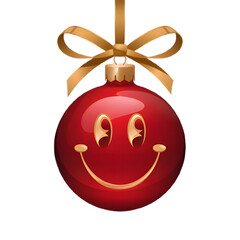 Obraz premium Cheerful Red Holiday Ornament Featuring Gold Smiley Face