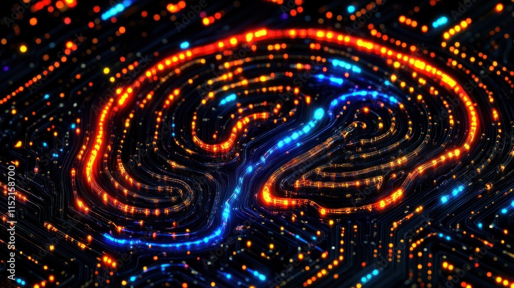 Canvas Prints abstract glowing brain circuit board.