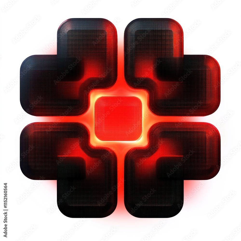 Canvas Prints abstract glowing red and black geometric design, four-part symbol.