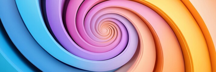 Colorful Pastel Spiral Abstract - Symbolizing energy, growth, movement, transformation, and infinity.  A vibrant, swirling design in soft pastel hues.