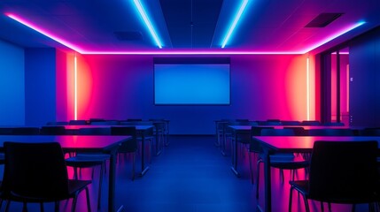 Modern Classroom with Technological Lighting