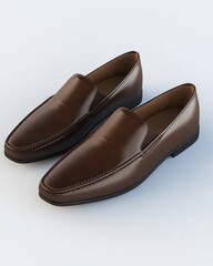 Fototapeta premium Stylish brown loafers for men, featuring a sleek design and smooth leather finish.
