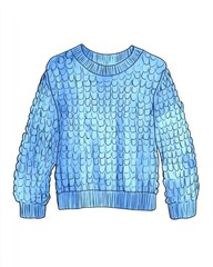 Obraz premium A stylish blue sweater featuring a unique scale-like texture, perfect for casual wear.