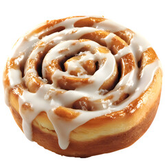 cinnamon bun with icing on transparent background