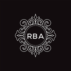 RBA letter logo design with black background in illustrator, vector logo modern alphabet font overlap style. calligraphy designs for logo, Poster, Invitation, etc.	