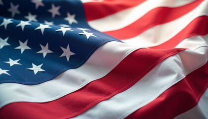 Fototapeta premium Majestic American Flag in Close-up