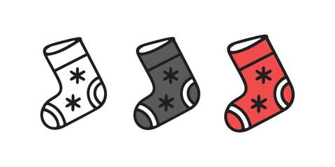 Christmas vector colorful socks decorated with different festive patterns
