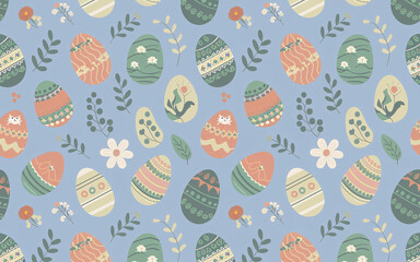 Cute Easter eggs seamless pattern.