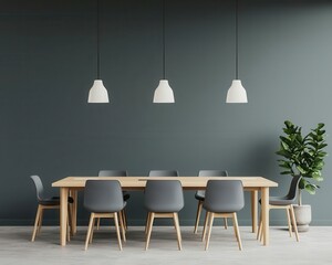 Modern meeting room with walls shifting between traditional and digital interfaces, showing dynamic adaptability in workplaces