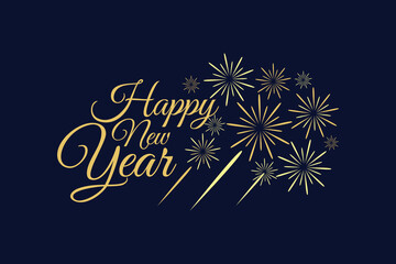 Vector happy new year greeting with fireworks and background.