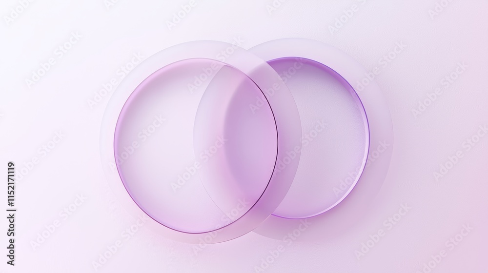 Poster two purple circles intersect, creating a gradient effect as they overlap on a white background, form