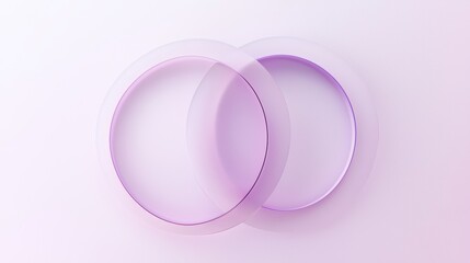 Obraz premium Two purple circles intersect, creating a gradient effect as they overlap on a white background, forming a visually appealing abstract composition