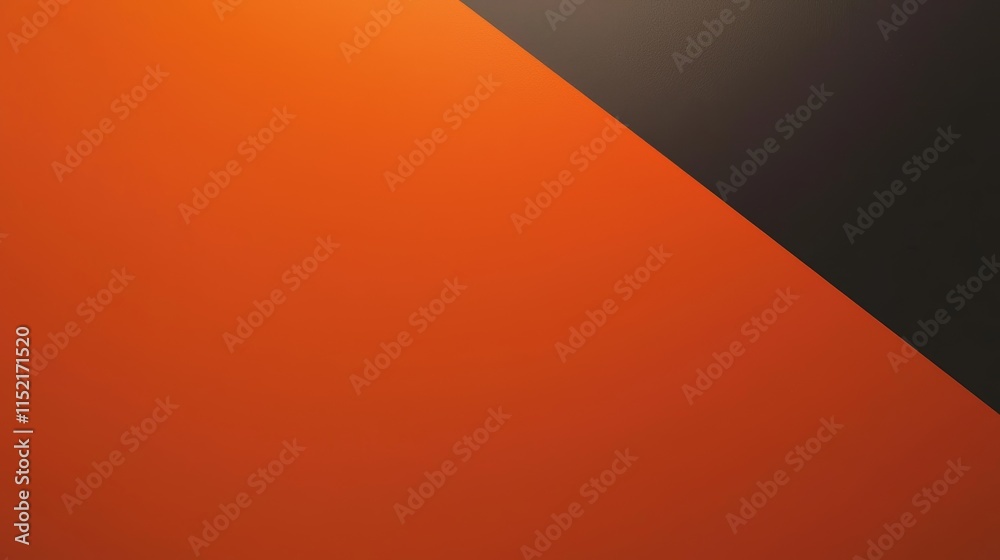 Wall mural orange and black background creating a diagonal division, illuminated by a subtle light effect, prov