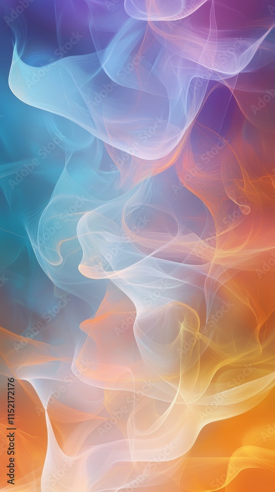 Poster Creating an abstract smoke background with smooth, flowing lines generates a colorful and ethereal atmosphere, ideal for enhancing a variety of design projects and artistic expressions