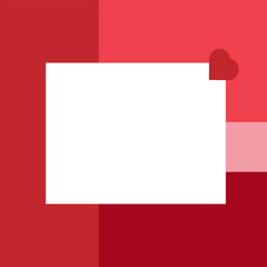 A red heart on a background of red, white and pink rectangles. A place for your text