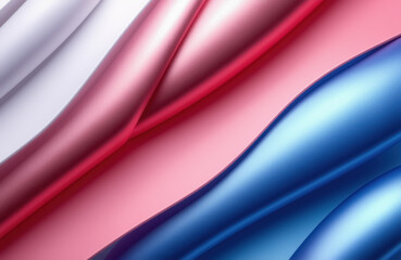 Obraz premium Abstract pastel waves with metallic finish in red, pink, and blue hues