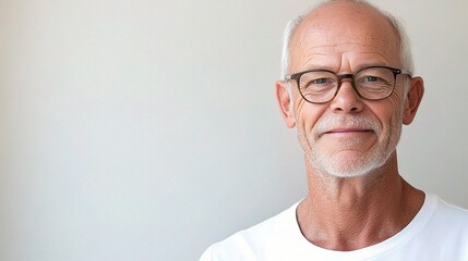 Obraz premium Thoughtful Senior Man with Glasses Reflecting Wisdom and Experience