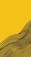 Black wavy lines are creating an abstract pattern on a vibrant yellow background, forming a visually captivating design with a sense of movement and energy