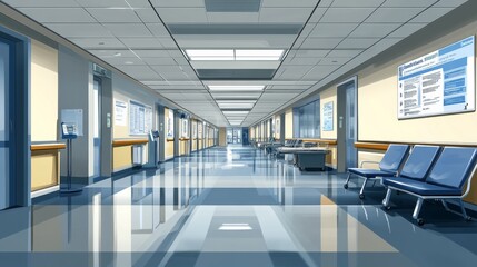 Minimalist Hospital Corridor with High Detail Design