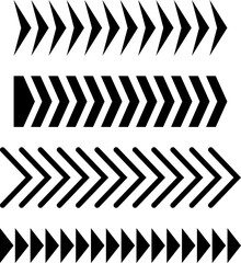 Sideways set. Linear signs collection. Arrow Design. Arrow Linear Fast Moving Signs Sideways Set. Design elements for your web, app, presentations, etc. Striped direction. Vector illustration.