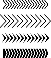 Sideways set. Linear signs collection. Arrow Design. Arrow Linear Fast Moving Signs Sideways Set. Design elements for your web, app, presentations, etc. Striped direction. Vector illustration.
