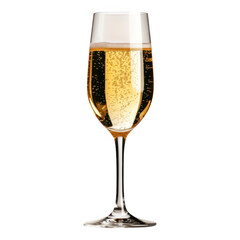 Elegant champagne flute filled with sparkling, golden bubbles, perfect for celebration and luxury occasions.