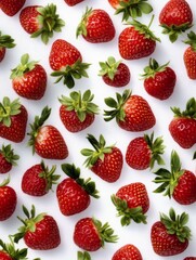 Fresh Strawberry Pattern - Juicy, red strawberries arranged in a vibrant pattern, symbolizing freshness, summer, healthy eating, sweetness, and abundance.