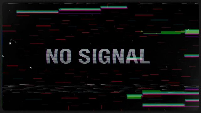 No signal overlay glitch texture footage, Digital message on television or computer screen .