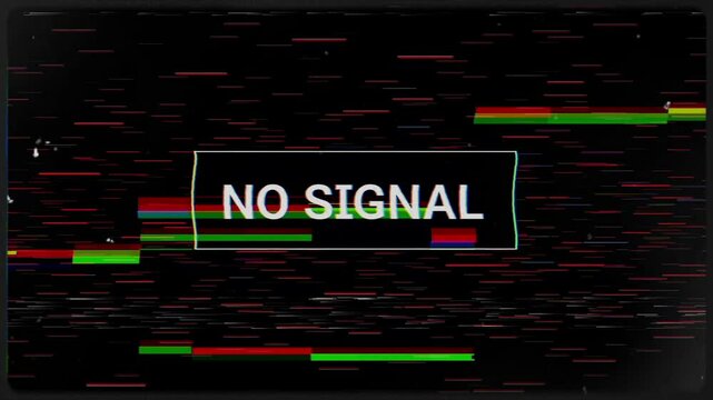 No signal overlay glitch texture footage, Digital message on television or computer screen .