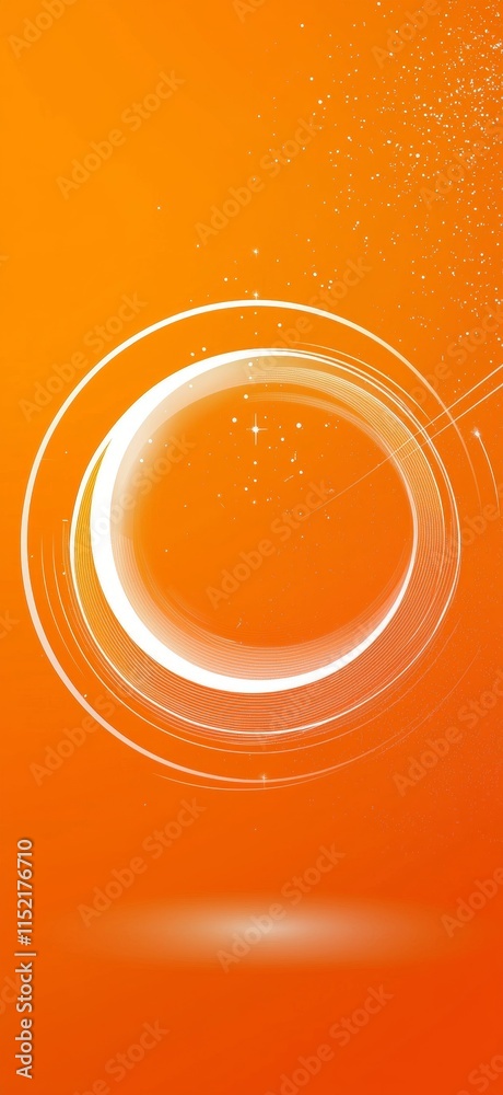 Poster Orange abstract background featuring glowing circular shapes, light effects, and subtle particles, creating a modern and dynamic visual suitable for various design projects