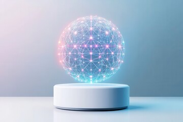 A glowing, interconnected globe representing technology and data networks.