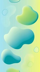 Flowing organic shapes in vibrant greens and blues merge against a gradient backdrop, creating a captivating abstract composition that exudes fluidity and dynamism