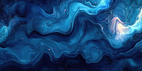 Obraz premium Abstract Blue Swirling Fluid Art Cosmic Design