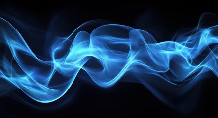 Swirling blue waves create a fluid, abstract composition, showcasing a dynamic interplay of light and shadow in an elegant design