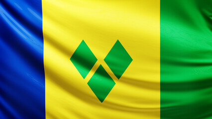 Saint Vincent and Grenadine flag picture, close-up shot of nation flag, america, animated flag background photo, 3D photo of a flag, national symbol of american country, patriotism, full screen