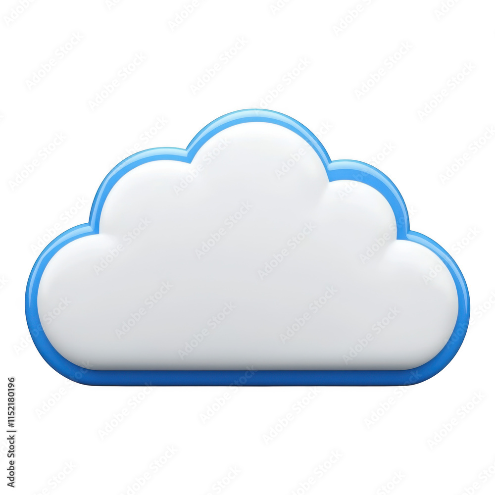 Wall mural 3d rendered cloud icon symbolizing modern cloud computing and data storage solutions, featuring a cl