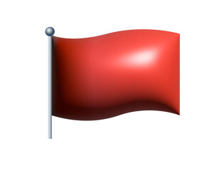 3D rectangular Christmas gradient red flag icon with silver pole