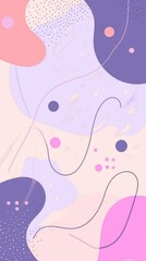 Pastel-colored abstract background featuring flowing organic shapes, delicate thin lines, and scattered small dots, creating a modern and artistic composition with a soft, airy feel