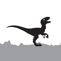 Dinosaur silhouette isolated on white background.