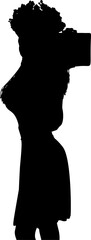 Abstract silhouette of a girl holding a gift box, symbolizing joy, generosity, and anticipation. Ideal for celebration, the image captures the spirit of giving and the excitement of receiving.