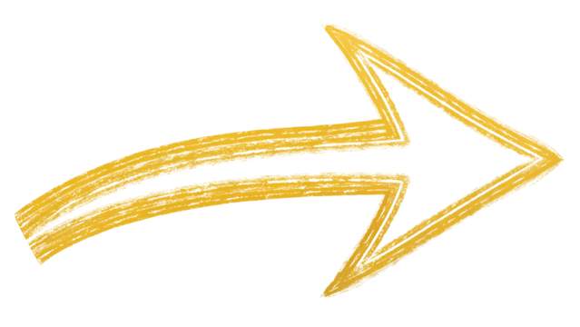 A thin, hand-drawn yellow arrow acting as an underline, with a smooth and slightly curved brushstroke.