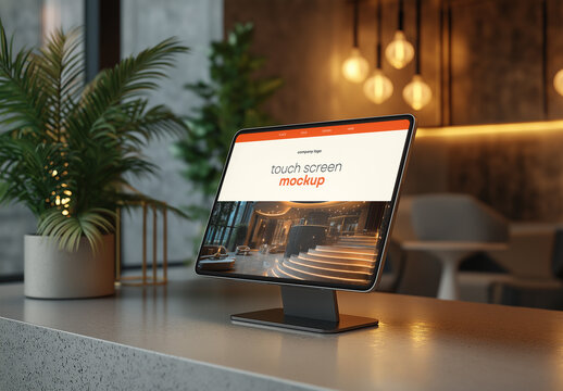 Modern Interactive Reception Touch Screen Mockup Generated with AI