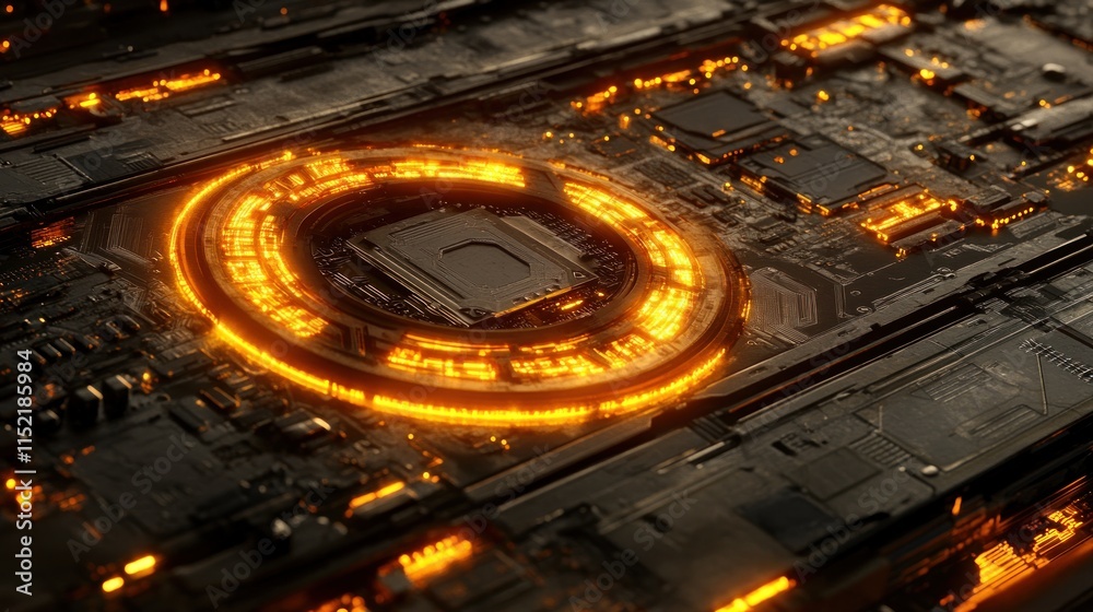 Canvas Prints close-up of a glowing cpu on a circuit board.